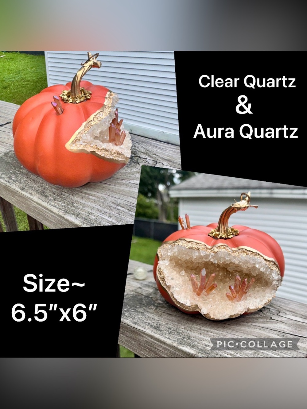 Handcrafted Orange Geode Pumpkin Accent - Crystal